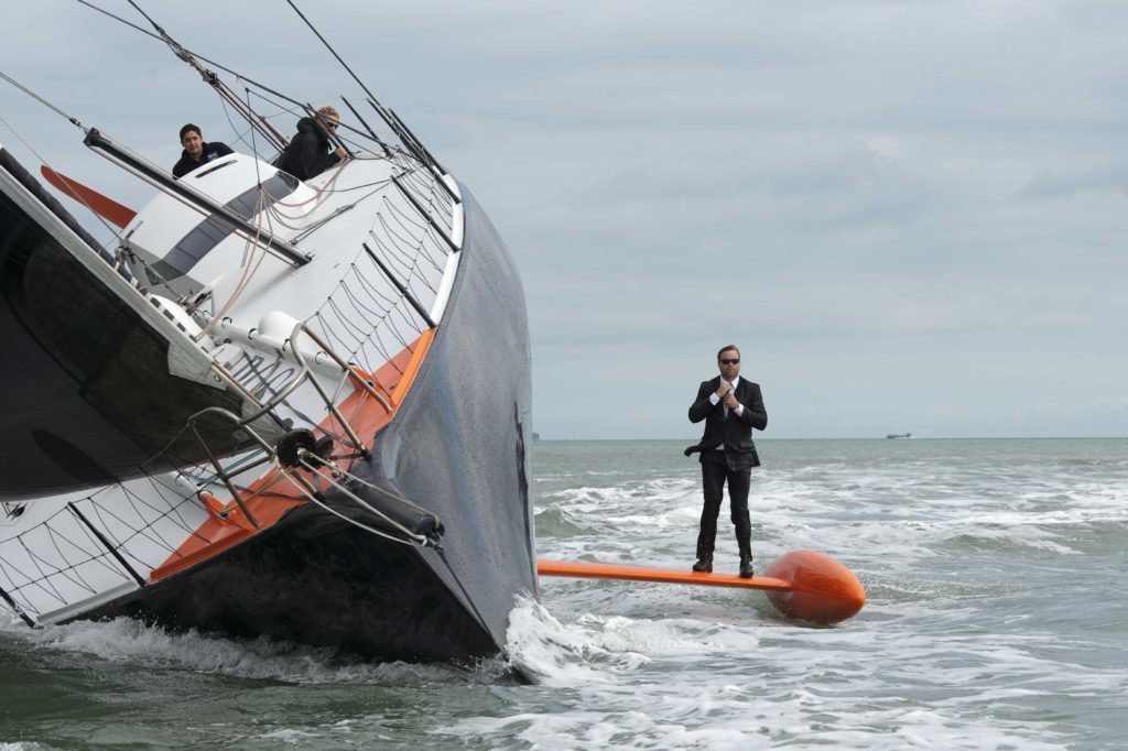 4th October 2011. Hugo Boss . 
Pictures of Alex Thomson standing on the keel of his Open 60 racing yacht