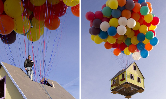 Megépítették a Fel című animációs filmből ismert lebegő házat és tényleg repül!