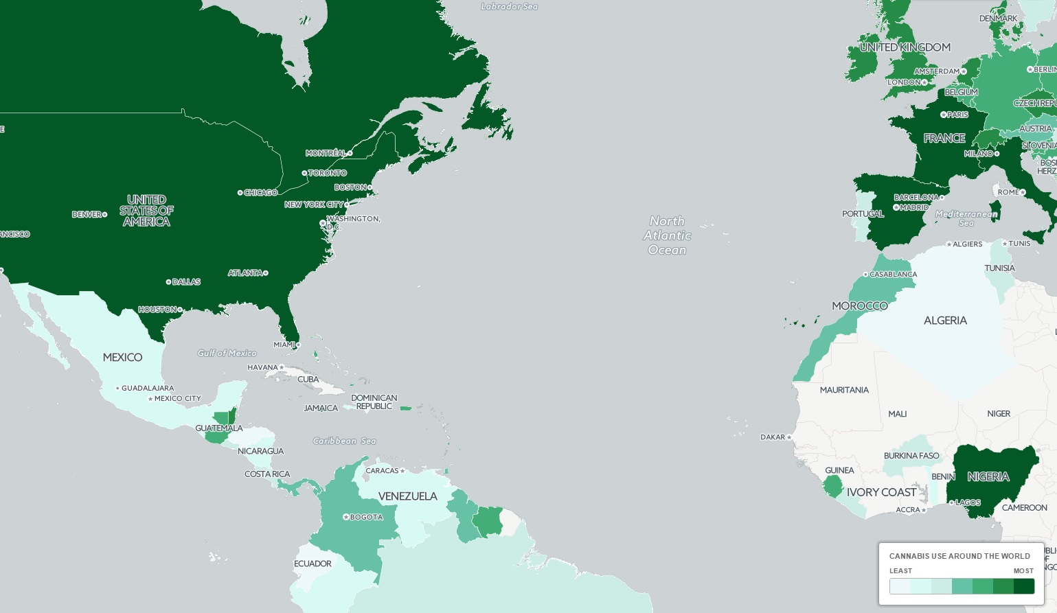 Ez a térkép megmutatja, hol füveznek legtöbbet a világon
