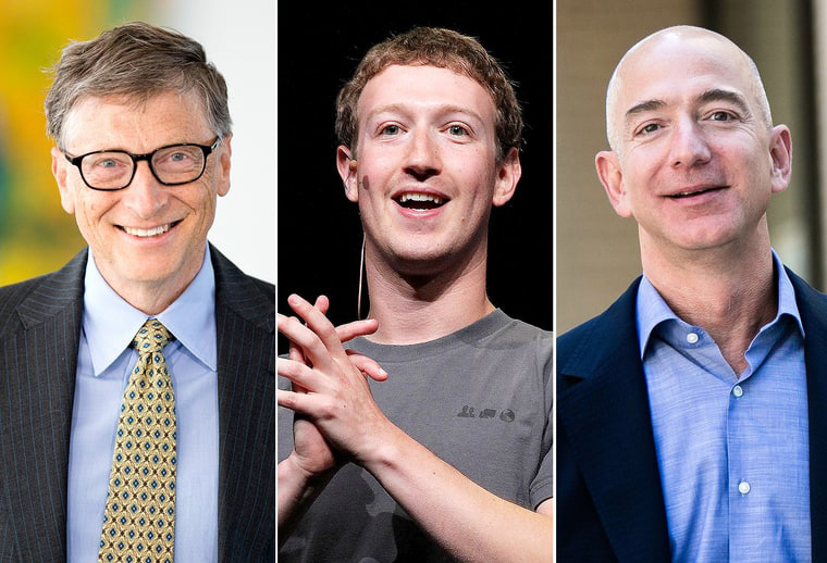 Bill Gates, Mark Zuckerberg, Jeff Bezos