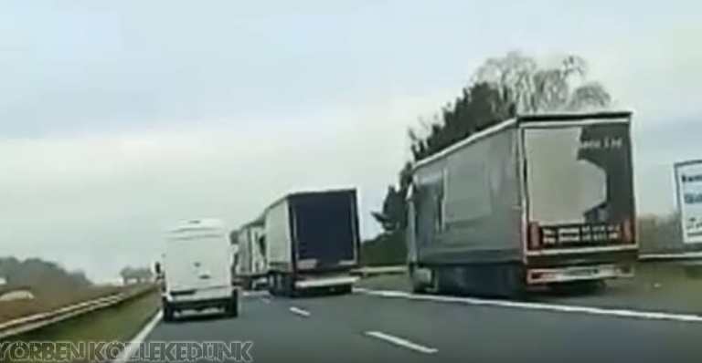 Leállósávban száguldva előzött az eszement kamionos az M1-esen – videó