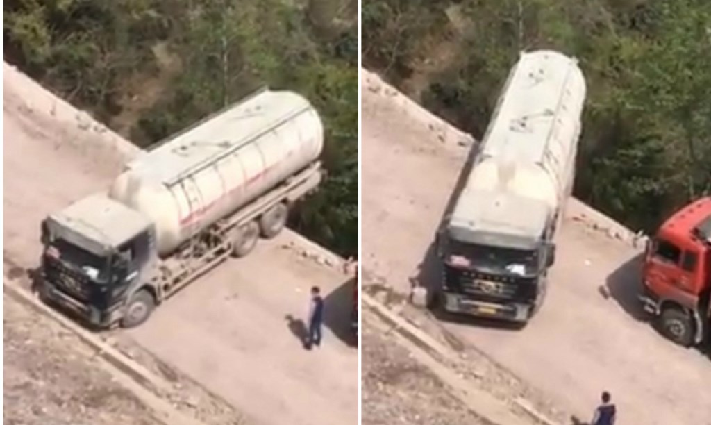 Felrobbantotta a netet a vakmerő kamionos lehetetlen manővere – videó